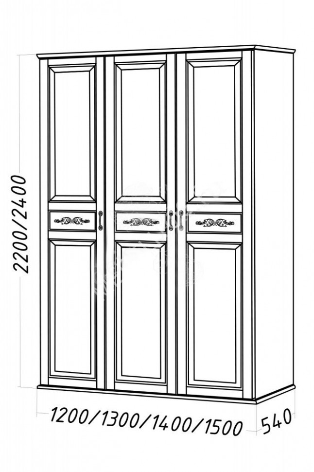 Шкаф Доминика-М трехстворчатый, массив дерева 140х220х54 ДСС Шкаф Доминика-М трехстворчатый, массив дерева 140х220х54 ДСС