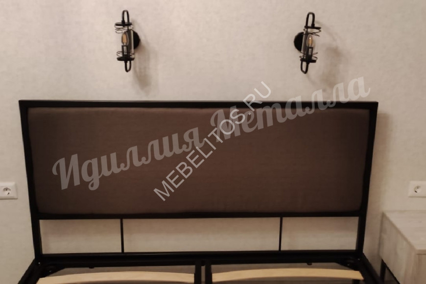Кровать лофт в черном цвете L-023