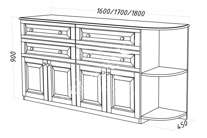 Комод Миранда М, массив дерева 180х90х45 ДСС