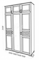 Шкаф Лаура-М трехстворчатый с ящиками, массив дерева 150х220х54 ДСС Шкаф Лаура-М трехстворчатый с ящиками, массив дерева 150х220х54 ДСС