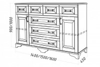Комод Семейный М, массив дерева 150х90х45 ДСС