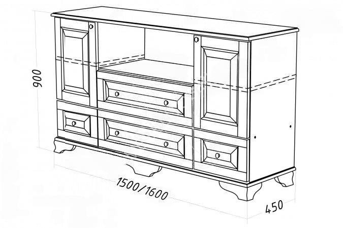 Комод Дамир М, массив дерева 160х90х45 ДСС