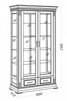 Шкаф-витрина Верди-М, массив сосны 100х210х45 ДСС
