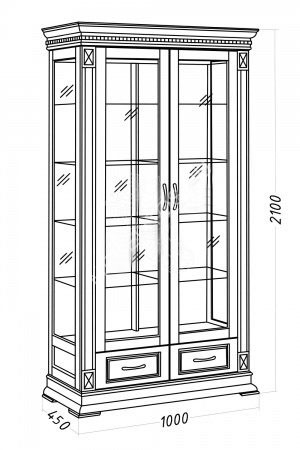 Шкаф-витрина Верди-М, массив сосны 100х210х45 ДСС