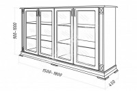 Комод книжный Верди, массив дерева 150х100х45 ДСС