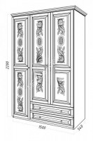 Шкаф Амина-М, массив дерева 220х150х54 ДСС