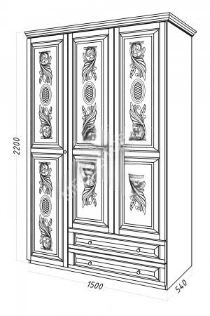 Шкаф Амина-М, массив дерева 220х150х54 ДСС