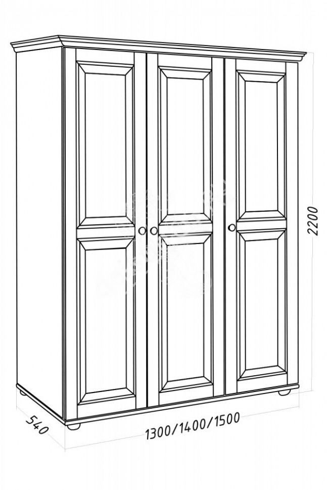 Шкаф Кира-М трехстворчатый, массив дерева 120х220х54 ДСС Шкаф Кира-М трехстворчатый, массив дерева 120х220х54 ДСС