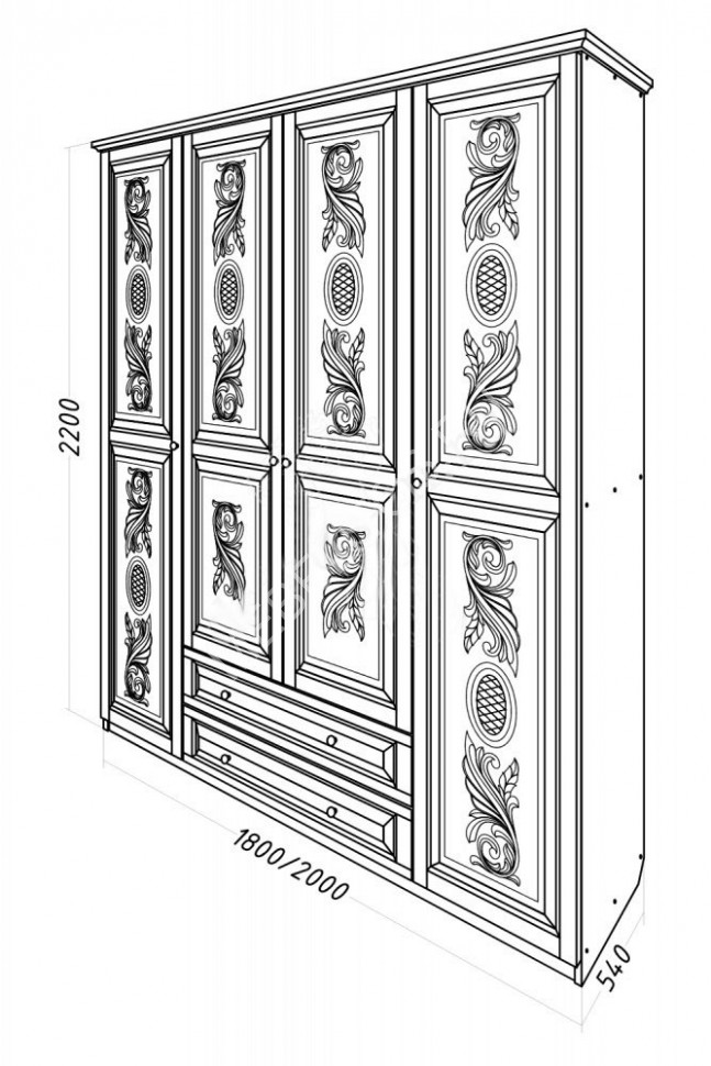Шкаф Мирзо, массив дерева 220х220х54 ДСС