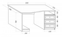 Стол угловой Юниор, массив дерева 120х78х89/45, ДСС
