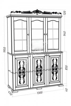 Буфет Вика-М, массив дерева 130х195х45 ДСС Буфет Вика-М, массив дерева 130х195х45 ДСС