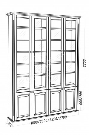 Шкаф "Витраж М", массив дерева 270х220х35, ДСС