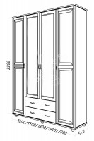 Шкаф Бьянка-М с зеркалом, массив дерева 180х240х54 ДСС